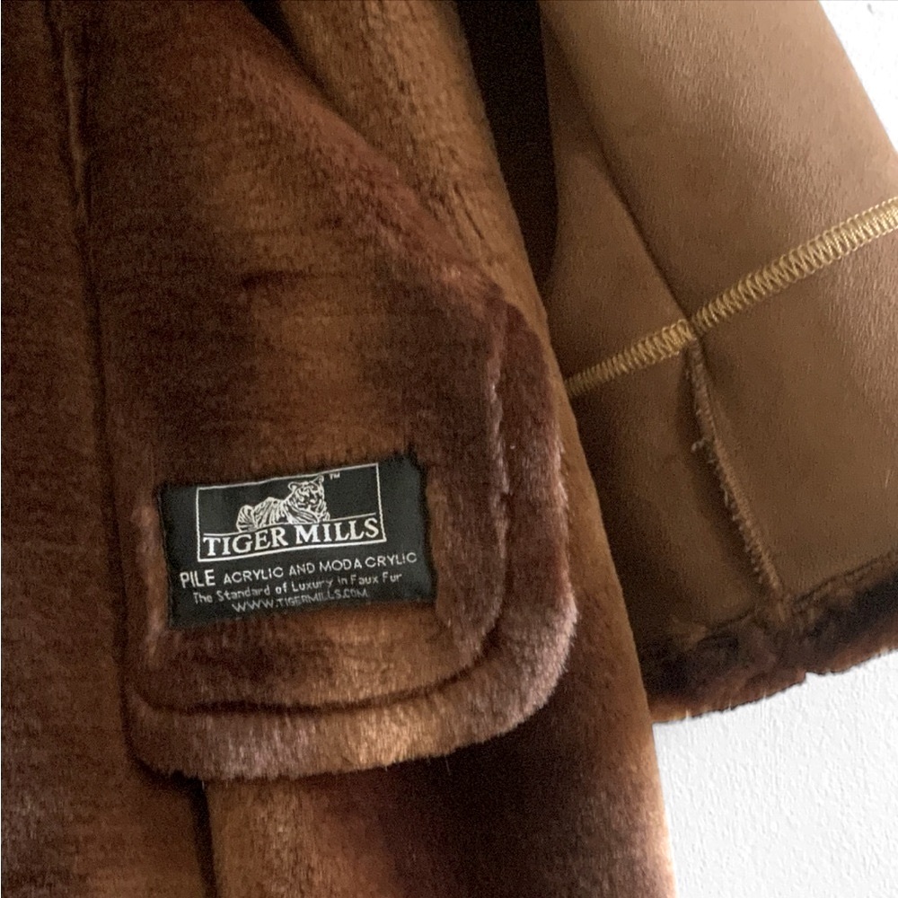 Dennis Basso VTG Faux Suede / Fur Mid-Length Brown Coat Jacket Womens Size Large - Picture 12 of 16